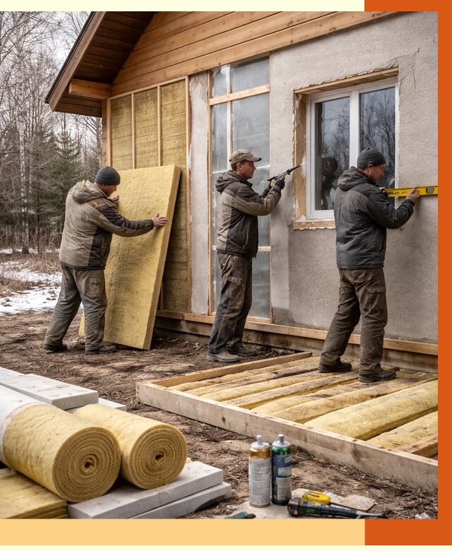 Утепление дачного дома в Новодвинске от 4858 руб/м2 — недорого | ТепломастерНвд
