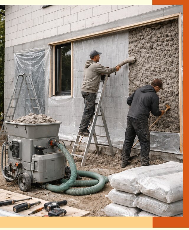 Утепление дома из газобетона эковатой в Новодвинске от 4602 руб./м2 | ТепломастерНвд