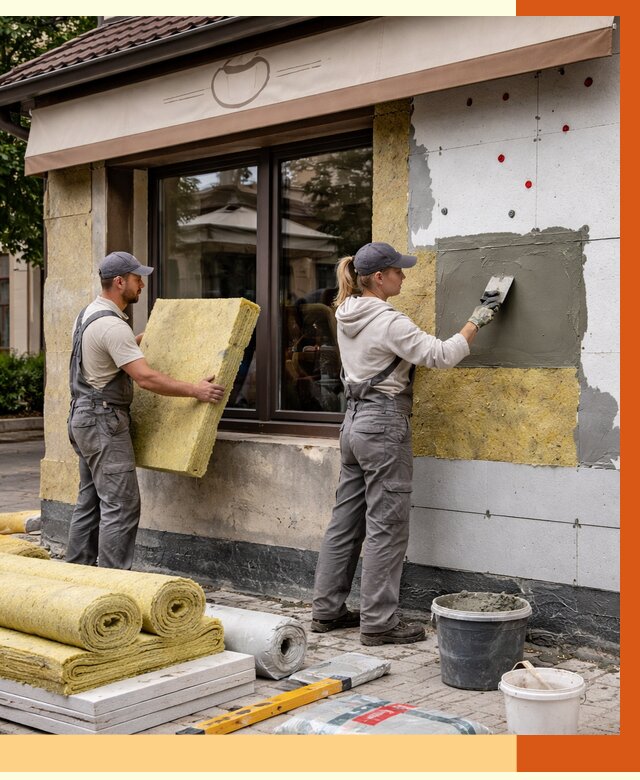 Утепление кафе в Новодвинске от 4295 руб/м2 — комплексно под ключ | ТепломастерНвд